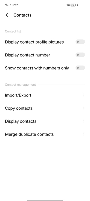 Select Copy contacts