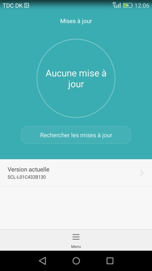 Si votre téléphone est à jour, vous verrez l'écran suivant