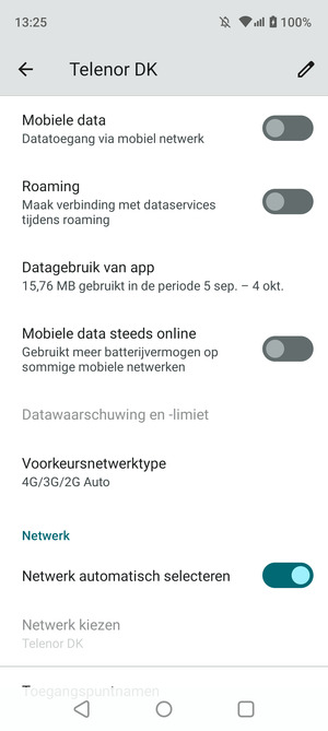 Om van netwerk te wisselen in geval van netwerk problemen, schakel Netwerk automatisch selecteren uit