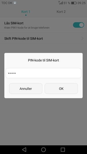 Indtast din Nuværende
PIN-kode til SIM-kort og vælg OK