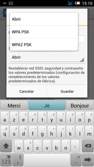 Seleccione WPA PSK