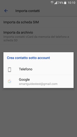 Seleziona il tuo account Google