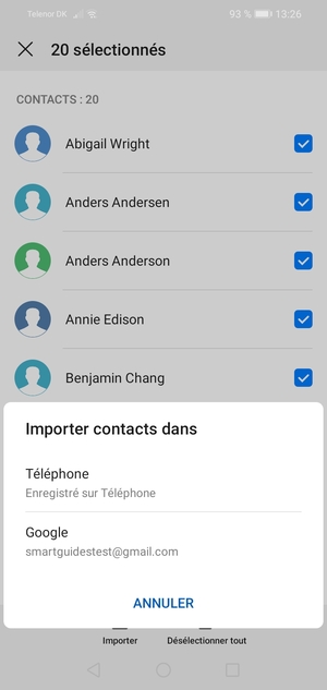 Sélectionnez votre compte Google