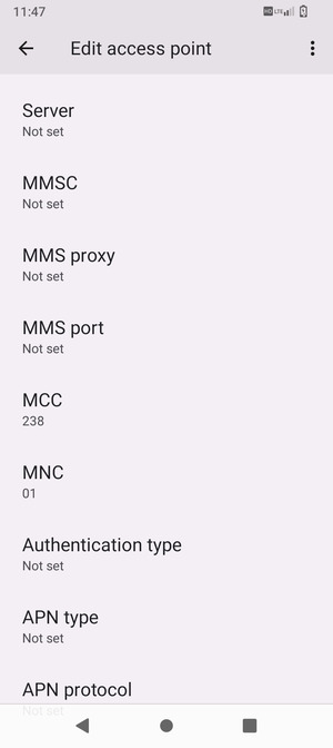 Scroll down and enter MMS information