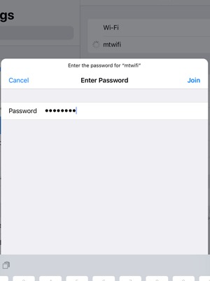 Enter the Wi-Fi password and select Join