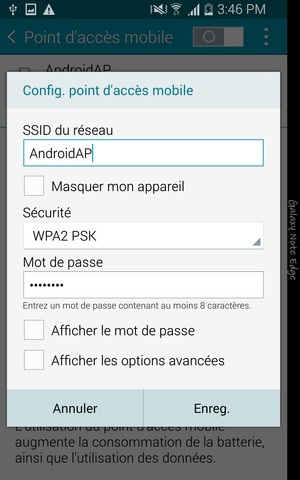 Saisissez un mot de passe d'au moins 8 caractères et sélectionnez Enreg.