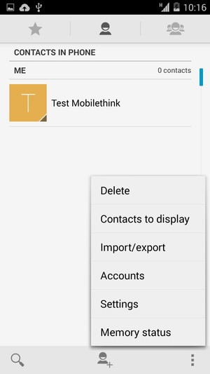 Select the Menu button and select Import/export