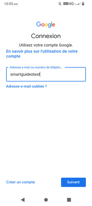 Saisissez votre adresse e-mail et sélectionnez Suivant