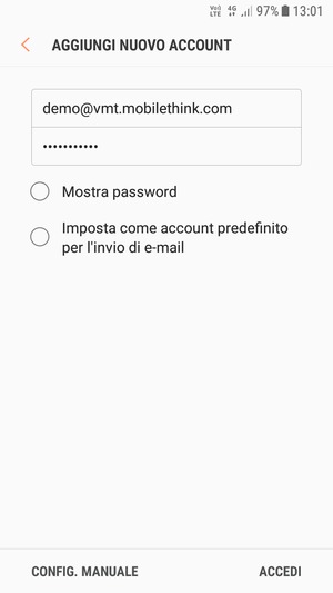 Inserisci il tuo indirizzo email e password. Seleziona ACCEDI