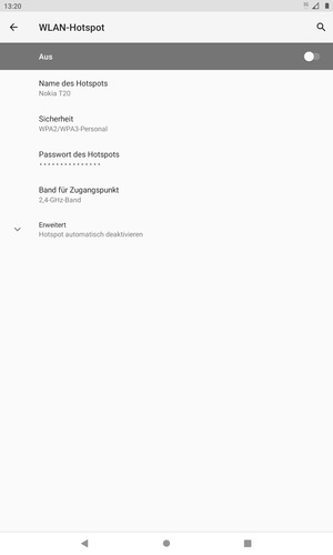 Wählen Sie Passwort des Hotspots