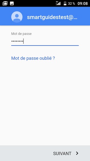 Saisissez votre mot de passe et sélectionnez SUIVANT