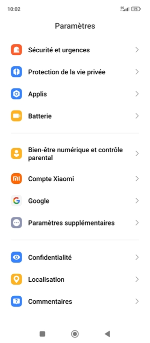 Retournez au menu Paramètres et sélectionnez Paramètres supplémentaires