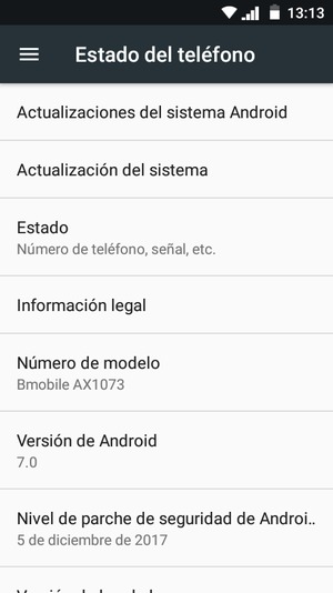 Seleccione Actualizaciones del sistema Android