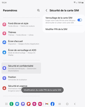 Votre code PIN de la carte SIM a été modifié