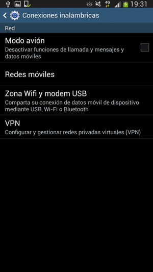 Seleccione Zona Wifi y modem USB