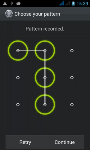 Draw an unlock pattern and select Continue