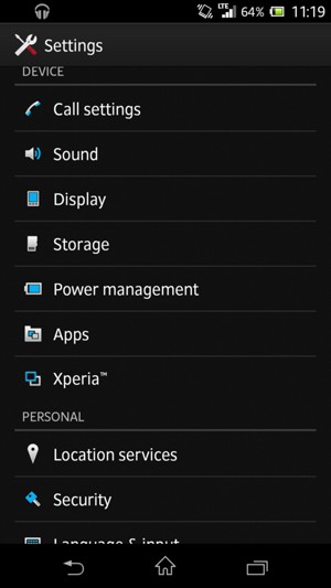 Scroll to and select Power management