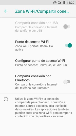 El teléfono ha sido configurado para su uso como módem