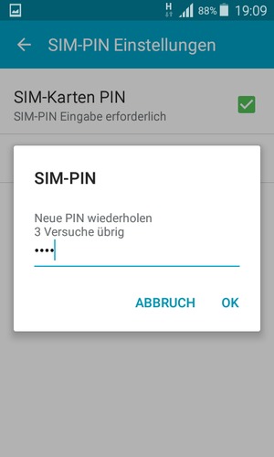 Bestätigen Sie Ihre neue SIM-PIN und wählen Sie OK