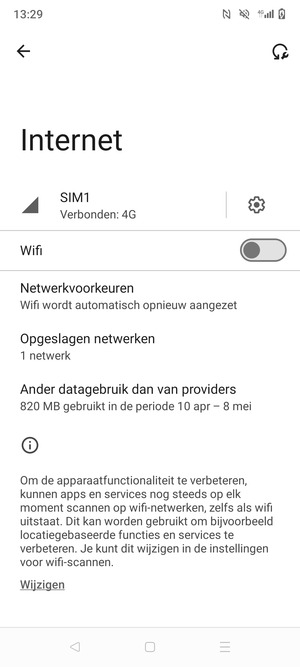 Schakel Wifi in