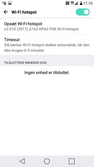 Din telefon er nu sat op til brug som modem