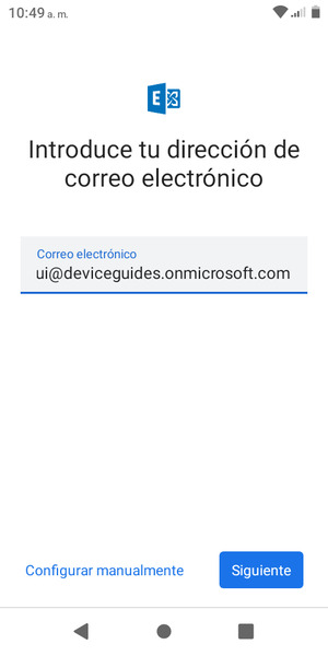 Introduzca su Dirección de correo electrónico y seleccione Configurar manualmente