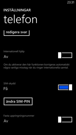 Välj ändra SIM-PIN