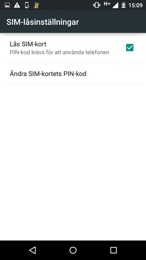 Välj Ändra SIM-kortets PIN-kod