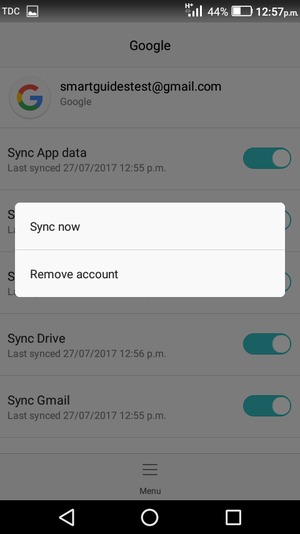 Select Menu and Sync now