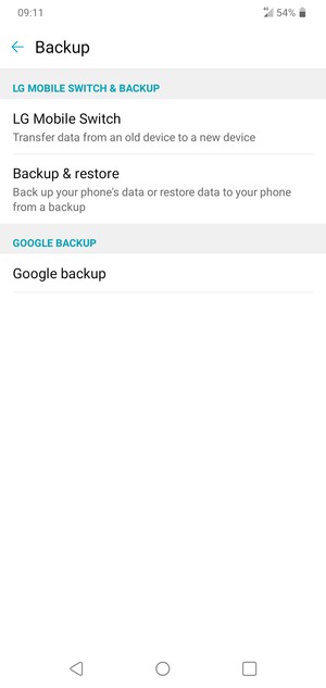 Select Google backup