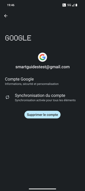 Sélectionnez Synchronization du compte