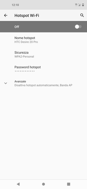 Seleziona Password Hotspot