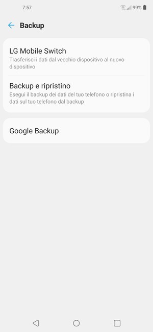 Seleziona Google Backup