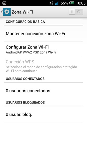 Seleccione Configurar Zona Wi-Fi