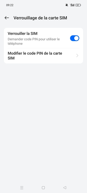 Sélectionnez Modifier le code PIN de la carte SIM