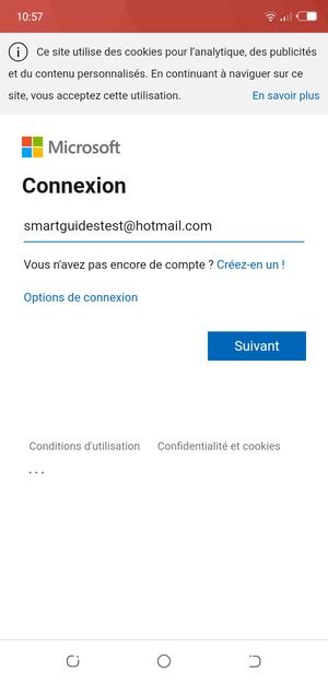 Saisissez votre adresse Hotmail et sélectionnez Suivant