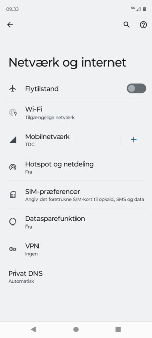 Vælg Wi-Fi