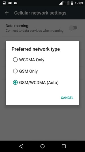 Select GSM only to enable 2G and GSM/WCDMA(Auto) to enable 3G