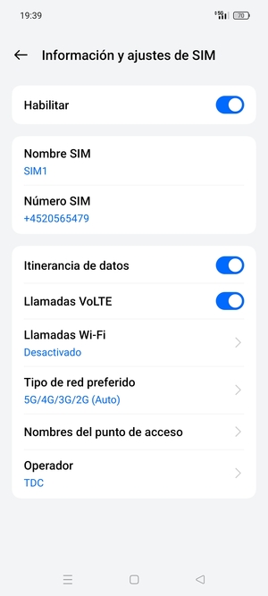 Activar o desactivar Itinerancia de datos