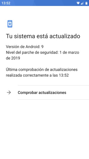 Si su teléfono está actualizado, verá la siguiente pantalla