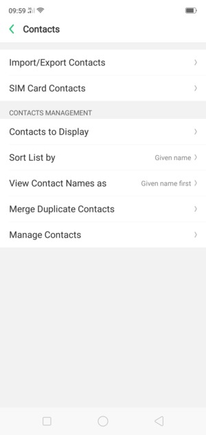 Select SIM Card Contacts