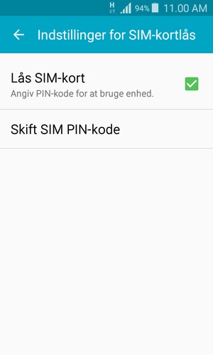 Vælg Skift SIM PIN-kode