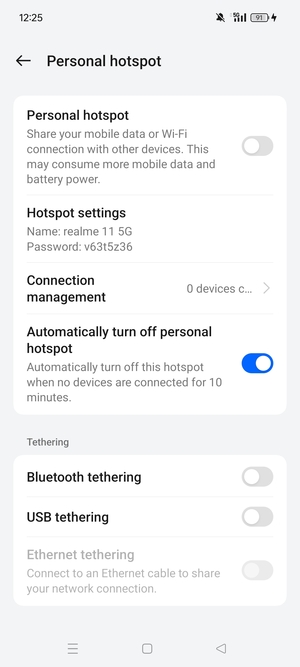 Turn on Personal hotspot