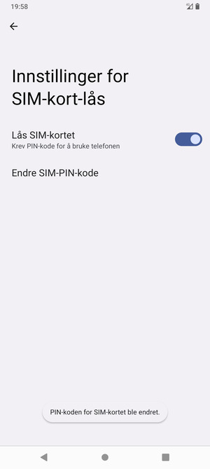 Din PIN-kode for SIM-kort er endret