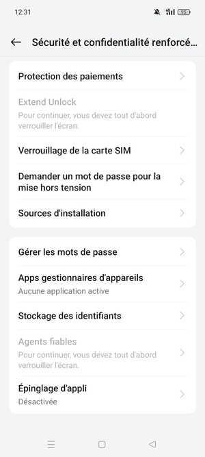 Sélectionnez Verrouillage de la carte SIM