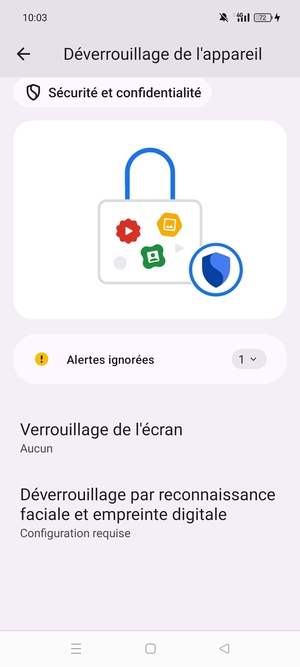 Sélectionnez Verrouillage de l'ecran