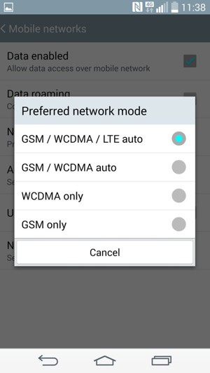 Select GSM / WCDMA auto to enable 3G and GSM/WCDMA/LTE auto  to enable 4G