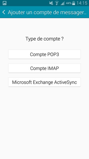 Sélectionnez Compte POP3  ou Compte IMAP 
