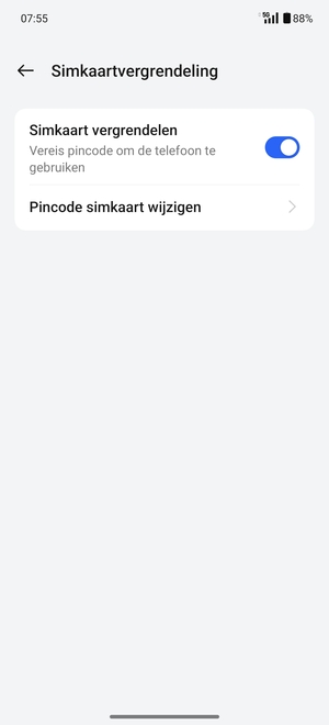 Selecteer  Pincode simkaart wijzigen