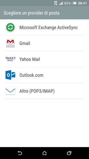 Seleziona Gmail o Hotmail (Outlook.com)